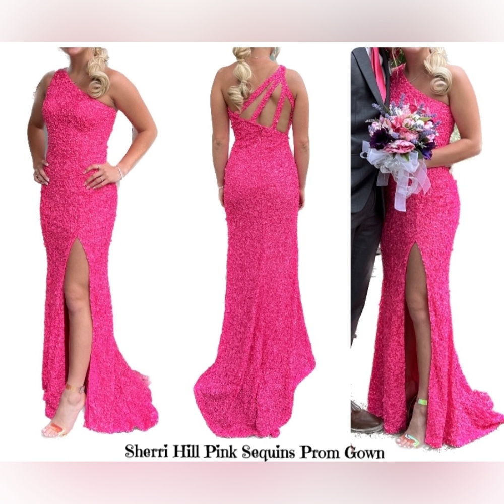 Sherri Hill Pink Sequins Prom Gown Size 0